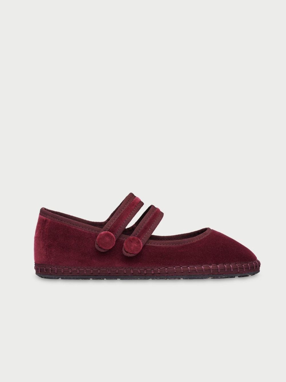 Flabelus Antoine Burgundy Velvet Double Strap Mary Jane Flats EU 40 Handmade Spa